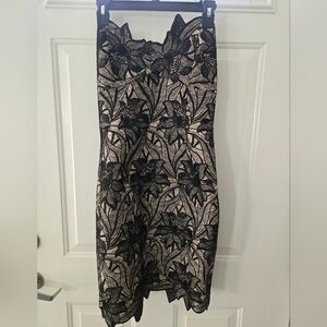 Va Va Voom Black and Cream Strapless Dress